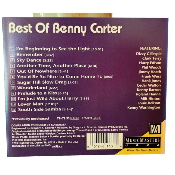Best Of Benny Carter CD Jazz Compilation Featuring various artists 37209cd - Picture 2 of 2